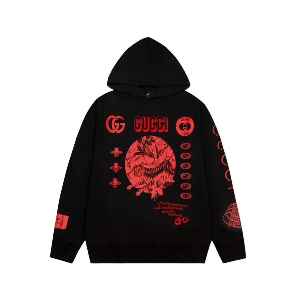 Gucci black micro embroidered hoodie m